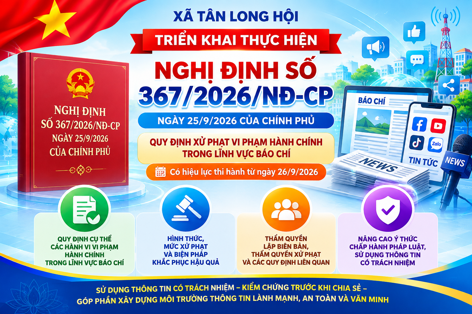 Xã Tân Long Hội triển khai thực hiện Nghị định số 367/2026/NĐ-CP của Chính phủ