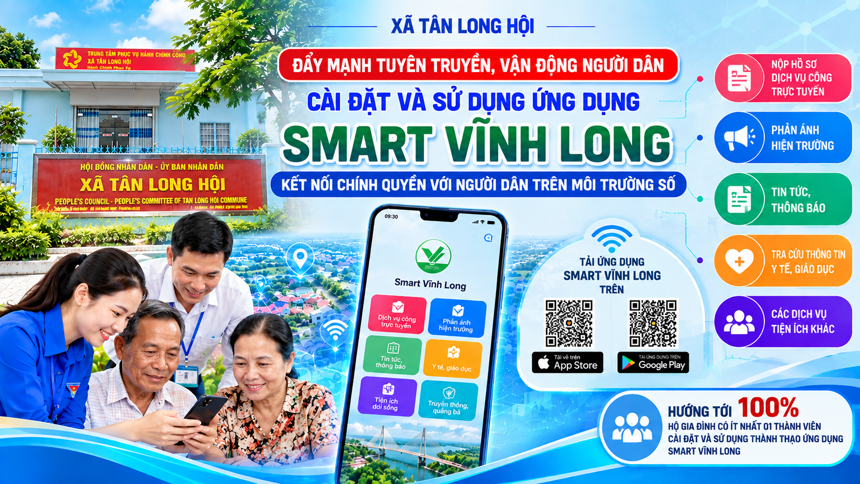 Xã Tân Long Hội đẩy mạnh tuyên truyền, vận động người dân cài đặt và sử dụng ứng dụng Smart Vĩnh Long
