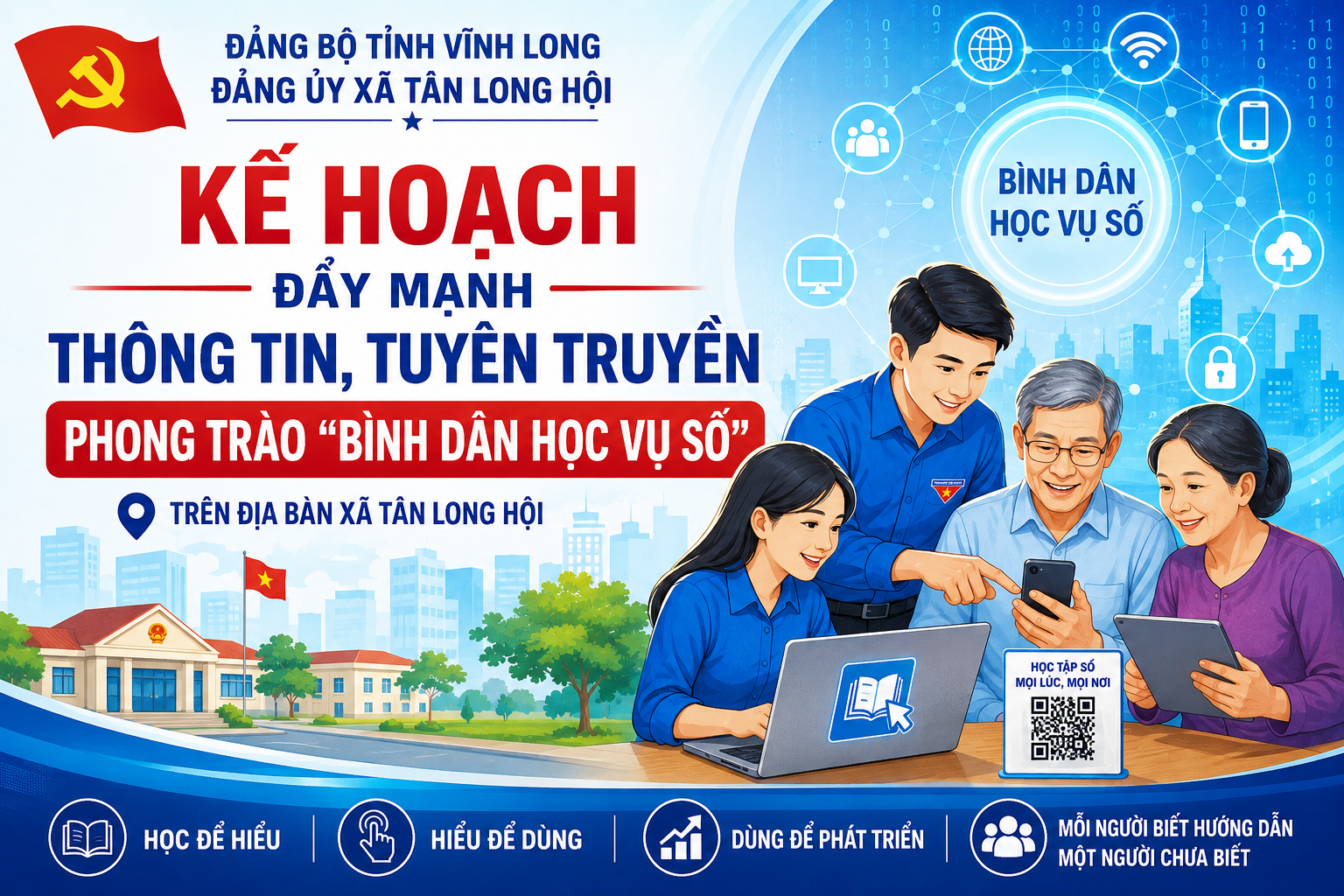 Kế hoạch đẩy mạnh thông tin tuyên truyền phong trào “Bình dân học vụ số” trên địa bàn xã Tân Long Hội